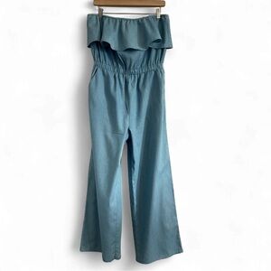 Lucca Light Blue Lined Strapless Jumpsuit